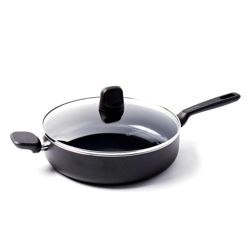GreenPan Memphis Healthy Ceramic Non-Stick 28 cm/4.2 Litre Sauté Pan, PFAS Free,Induction, Oven Safe, Black