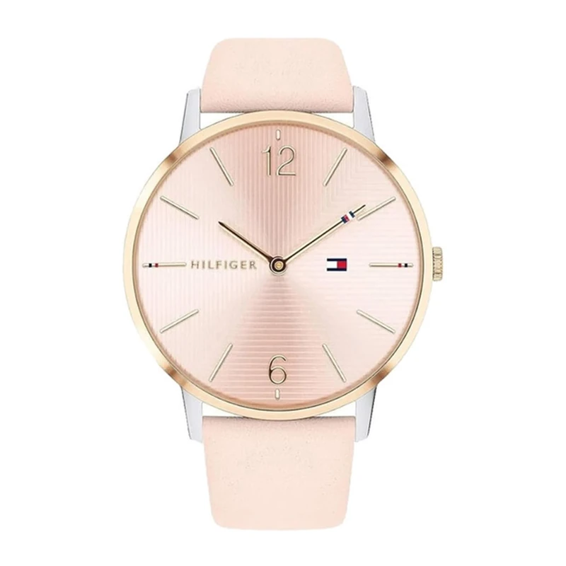 Tommy Hilfiger Women's Analogue Quartz Watch - Pink Leather Strap, Pink Sunray Dial, 41mm Case, 3ATM Water Resistant - 1781973