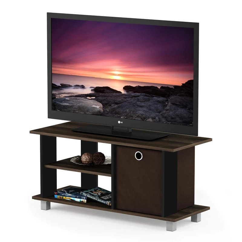 Furinno SIMPLISTIC TV Stand, Entertainment Center, TV Console for TV up to 33 Inch with Bin Drawers, for Living Room, Bedroom, Columbia Walnut