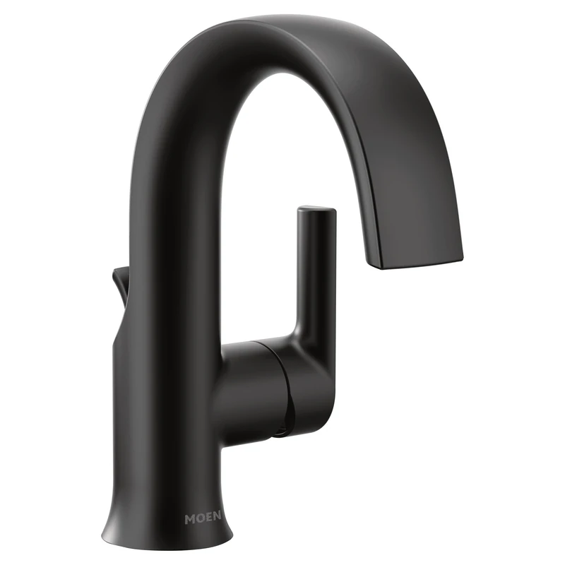 Moen S6910BL Doux One-Handle High Arc Laminar Stream Bathroom Faucet, Matte Black