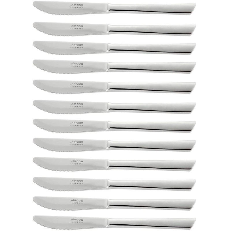 Arcos Series Toscana - Box 12 Pieces Dessert Knife Table Knife - Monoblock of one Piece Stainless Steel 90 mm (3.54 Inch) Silver Colour (12 Piece)