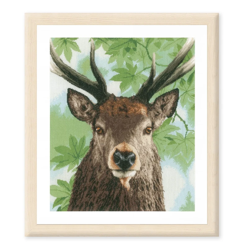 Lanarte Counted Cross Stitch Kit: Proud Red Deer, Cotton, NA, 40 x 49cm