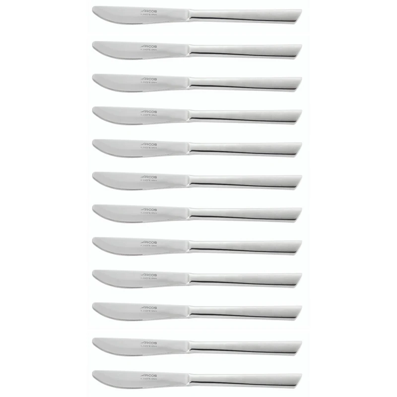 Arcos Series Toscana - Box 12 Pieces Lunch Knife Table Knife - Monoblock of one Piece Stainless Steel 85 mm (3.35 Inch) Silver Colour (12 Piece)