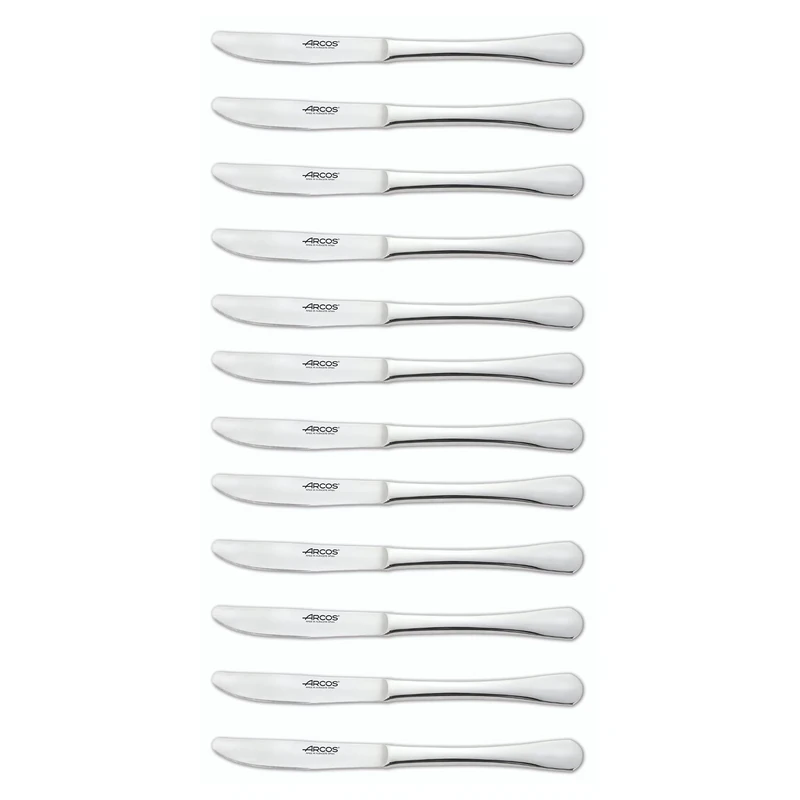 Arcos Series Madrid - Box 12 Pieces Dessert Knife Table Knife - Monoblock of one Piece Stainless Steel 100 mm (3.94 Inch) Silver Colour (12 Piece)