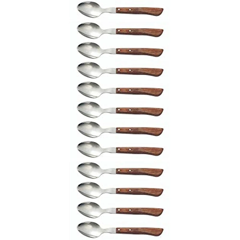 Arcos Table Knives - Box 12 Pieces Lunch Spoon - Stainless Steel 18/10 and 150 mm (5.90 Inch) - Handle Pack Wood Brown Colour (12 Piece)