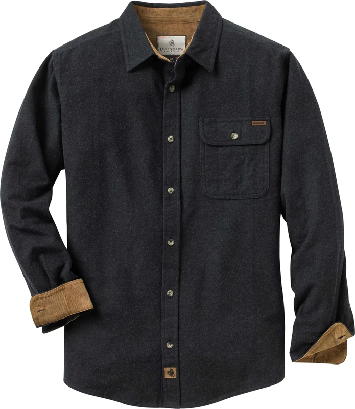 Legendary Whitetails Men's Big & Tall Buck Camp Flannel Solid Shirt, Black Heather, 3X-Large Tall