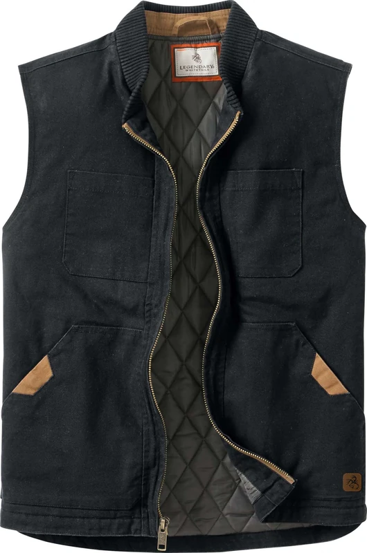 Legendary Whitetails Men's Canvas Cross Trail Vest, Black, 4XL