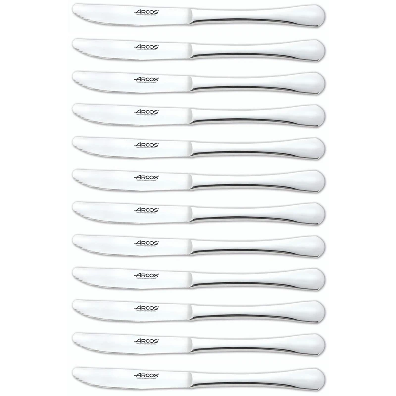 Arcos Series Madrid - Box 12 Pieces Table Knife - Monoblock of one Piece Stainless Steel 100 mm (3.94 Inch) Silver Colour (12 Piece)