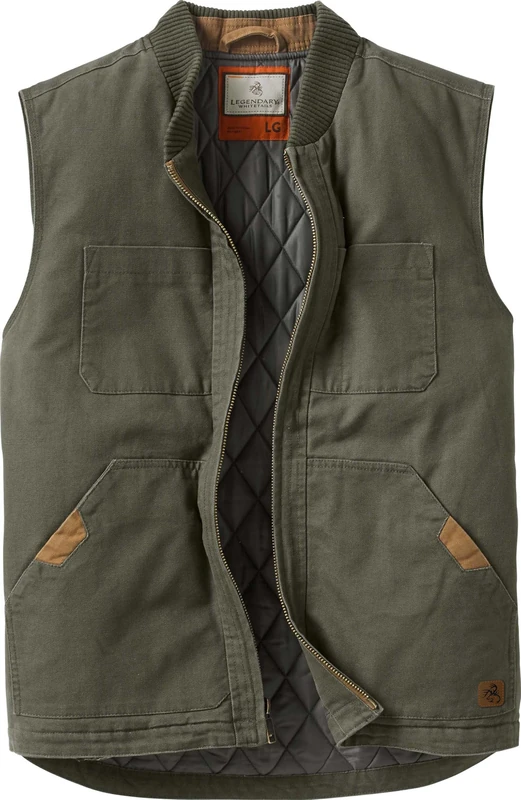 Legendary Whitetails Men's Canvas Cross Trail Vest, Army, M