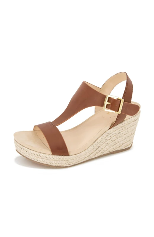 Kenneth Cole Reaction Women's Card T-Strap Wedge Sandal, Tan, 8 UK