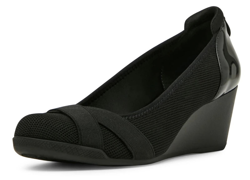 Anne Klein Women's Timeout Wedge Pump, Black, 7.5 UK