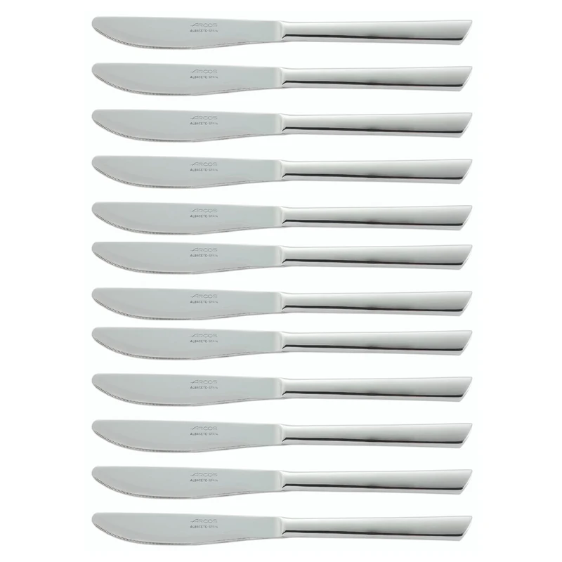 Arcos Series Toscana - Box 12 Pieces Table Knife - Monoblock of one Piece Stainless Steel 100 mm (3.94 Inch) Silver Colour (12 Piece)