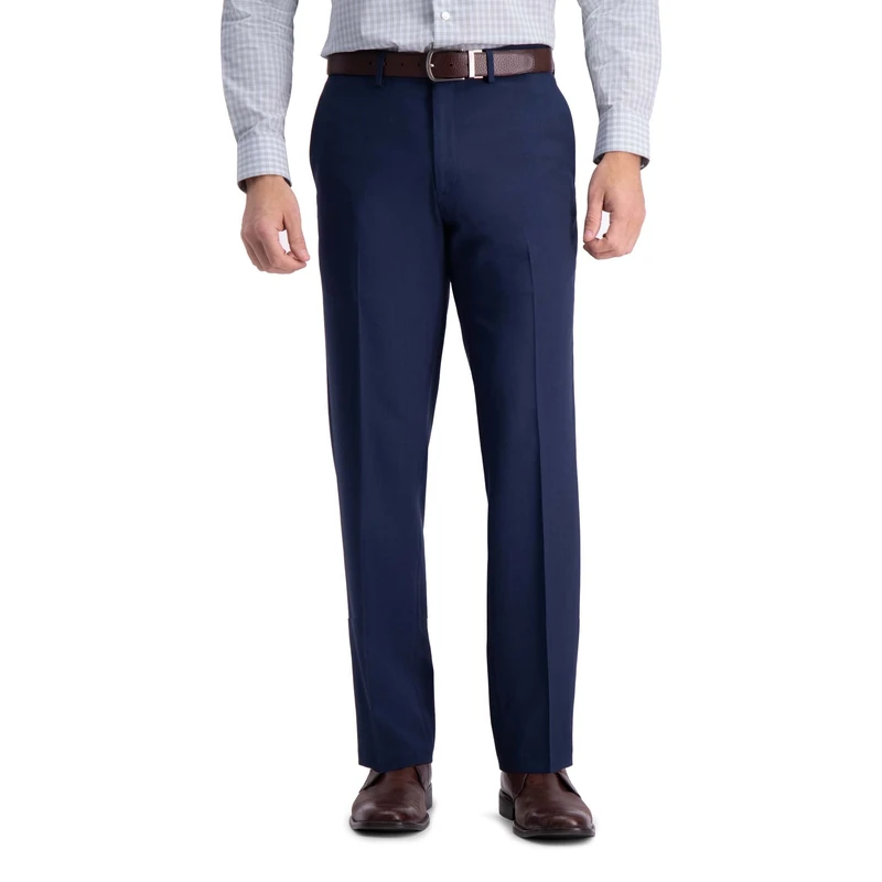 Haggar Men's Premium Comfort Dress Pant-Straight Fit Flat Front (Regular and Big & Tall Sizes), Blue, 40W x 29L