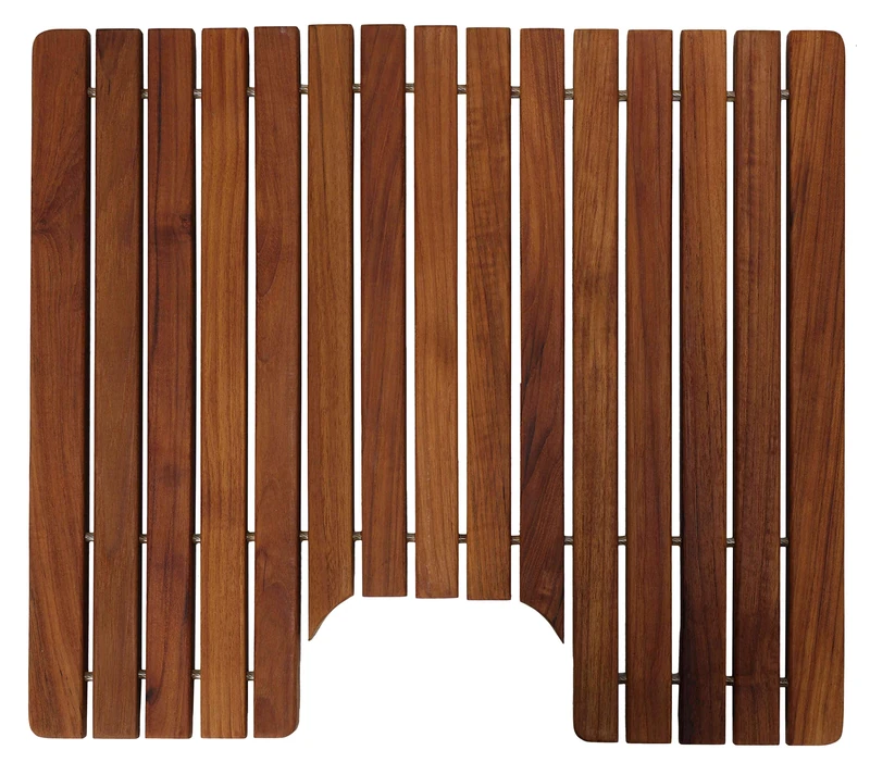 Bare Decor, Solid Teak Wood, 20x18 Toilet Mat