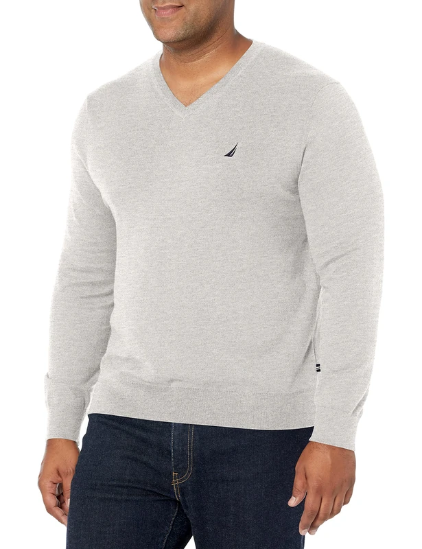 Nautica Men's V-Neck Sweater Grey Heather X-Large