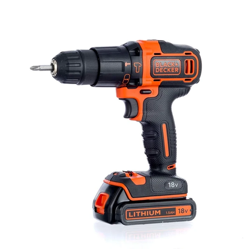 BLACK+DECKER Cordless Hammer Drill 18V 2 Batteries with 32 Accessories and Storage Bag