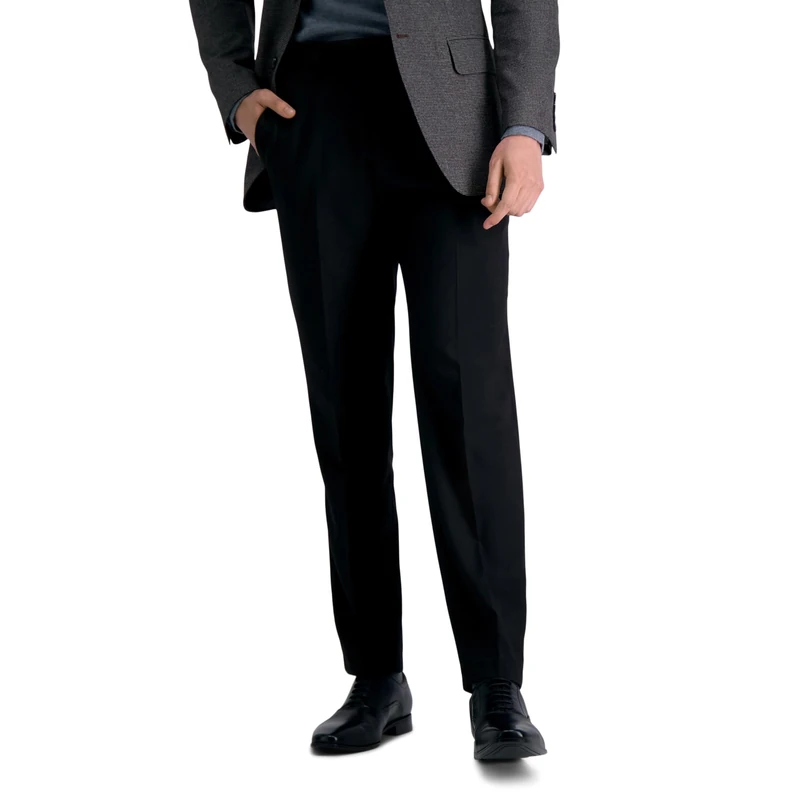 Haggar Men's Premium Comfort Dress Pant-Straight Fit Flat Front (Regular and Big & Tall Sizes), Black, 30W x 32L