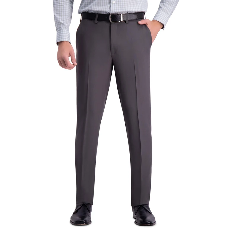 Haggar Men's Premium Comfort Dress Slim Fit Flat Front Pant, Dark Grey, 38W x 30L - Image 1