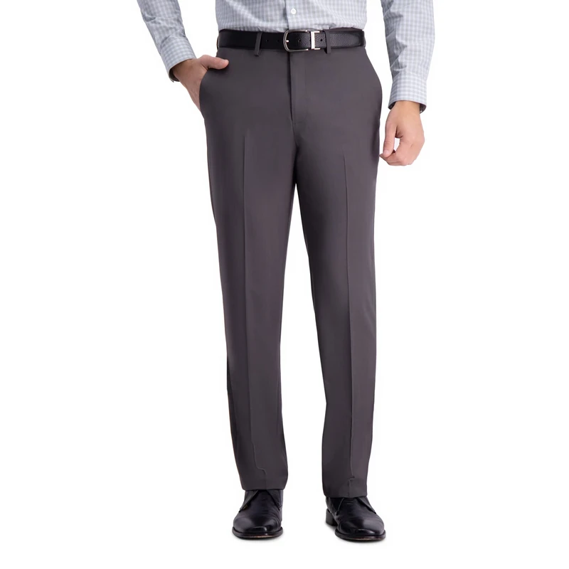 Haggar Men's Premium Comfort Dress Pant-Straight Fit Flat Front (Regular and Big & Tall Sizes), Dark Grey, 42W x 30L