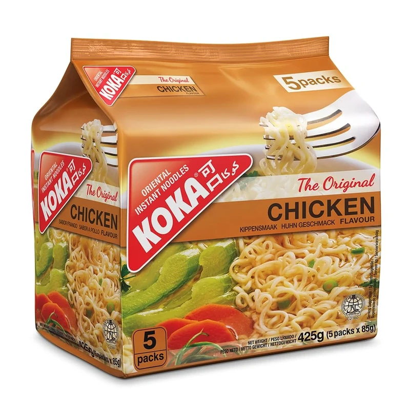 Koka Original Chicken Flavour Oriental Style Instant Noodles, 85 g (Pack of 5)