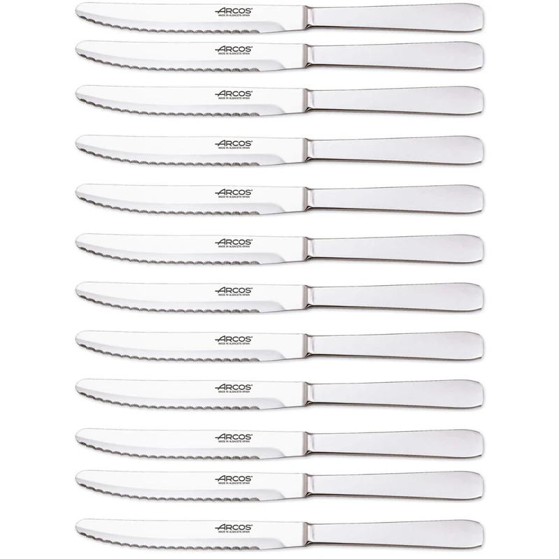 Arcos Table Knives - Box 12 Pieces Table Knife - Monoblock of one Piece Stainless Steel 125 mm (4.92 Inch) Silver Colour (12 Piece)