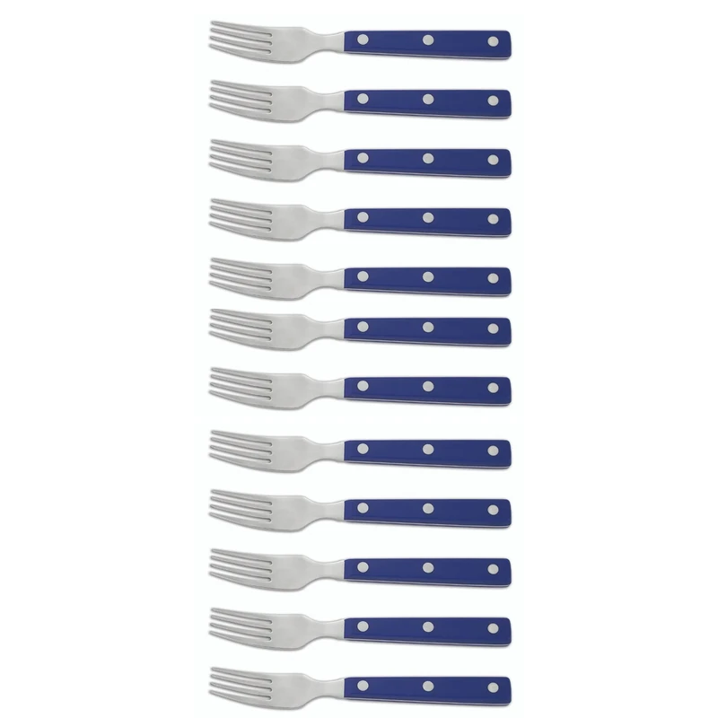 Arcos Table Knives - Box 12 Pieces Steak Fork - Stainless Steel 18/10 and 195 mm (7.68 Inch) - Handle Polyoxymethylene (POM) Blue Colour (12 Piece)