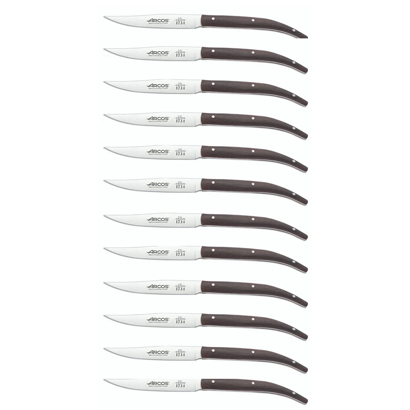 Arcos Table Knives - Box 12 Pieces Steak Knife Table Knife - Blade Nitrum Stainless Steel 110 mm (4.33 Inch) - Handle Rosewood Brown Colour (12 Piece)