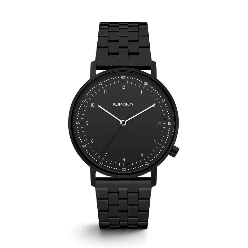 KOMONO Lewis Estate Black Men's Unisex Japanese Quartz Analogue Watch with Stainless Steel 304L Strap