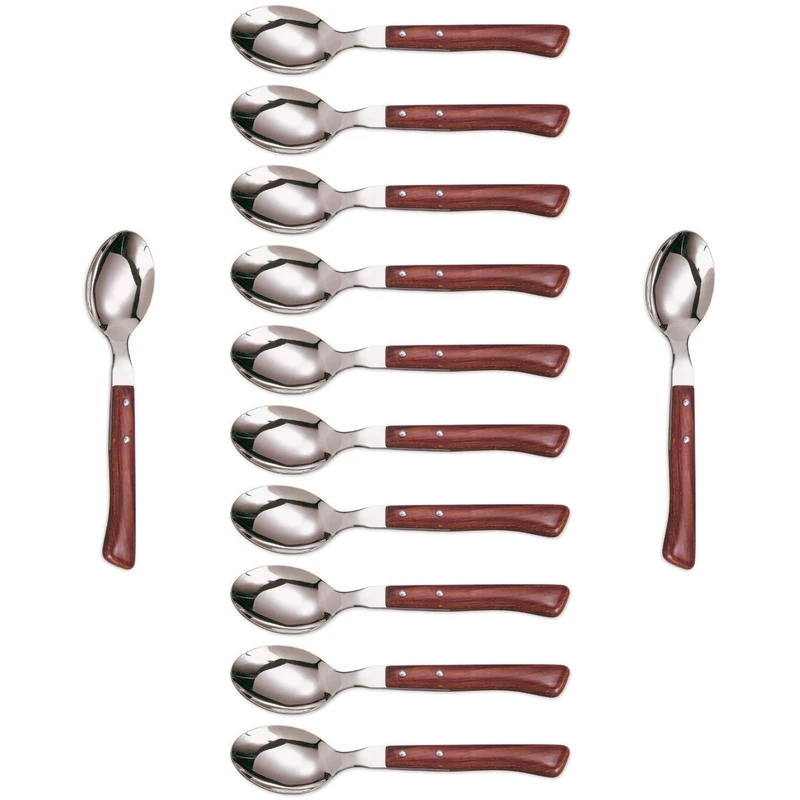 Arcos Table Knives - Box 12 Pieces Table Spoon - Stainless Steel 18/10 and 205 mm (8.07 Inch) - Handle Pack Wood Brown Colour (12 Piece)