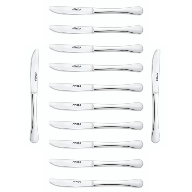 Arcos Series Madrid - Box 12 Pieces Lunch Knife Table Knife - Monoblock of one Piece Stainless Steel 85 mm (3.35 Inch) Silver Colour (12 Piece)