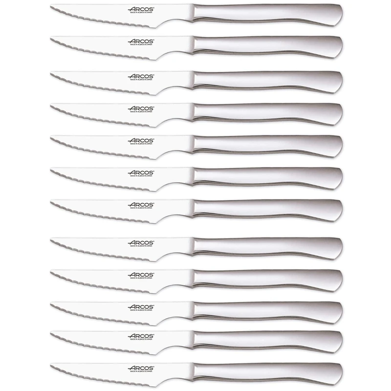 Arcos Table Knives - Box 12 Pieces Steak Knife Table Knife - Monoblock of one Piece Stainless Steel 110 mm (4.33 Inch) Silver Colour (12 Piece)