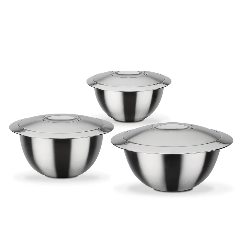 GSW 552417 Serving Thermal Bowl with Lid Set of 6 Stainless Steel