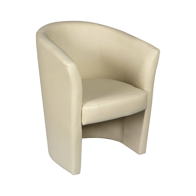 Dmora - Armchair Abrera, Living room armchair, Padded seat, Chair with eco-leather armrests, 64x63h76 cm, Beige