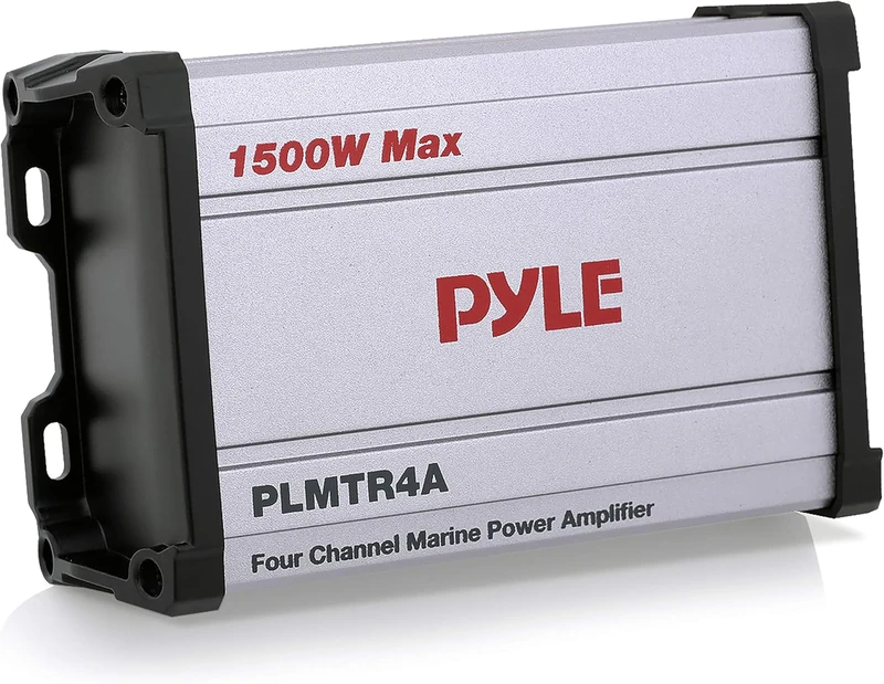Pyle 4-Channel Marine Amplifier Receiver - Waterproof and Weatherproof Audio Subwoofer for Boat Stereo Speaker & Other Watercraft - 1200 Watt Power, Wired RCA, AUX and MP3 Audio Input Cable