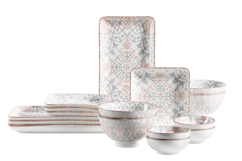 MÄSER Nantes Porcelain Snack Set, Pink/Grey - Image 1