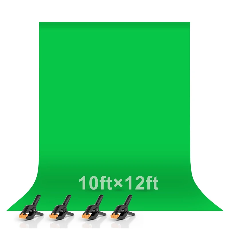 EMART Green Screen Backdrop, 3.0x3.6m/10x12ft Photography Chroma Key Polyester Greenscreen Background Sheet Fabric for YouTube Zoom Meeting, Photo Video Studio, Live Streaming - Image 1