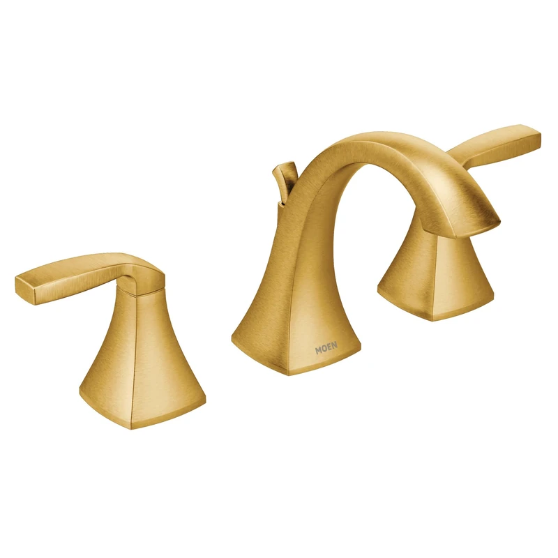 Moen T6905BG Voss Collection Two-Handle Widespread High Arc Bathroom Faucet, Gold
