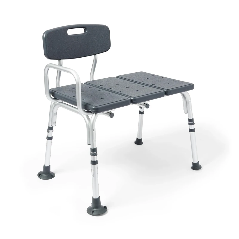Medline Tub Transfer Bench, Shower Chair for Seniors is Adjustable, Gray