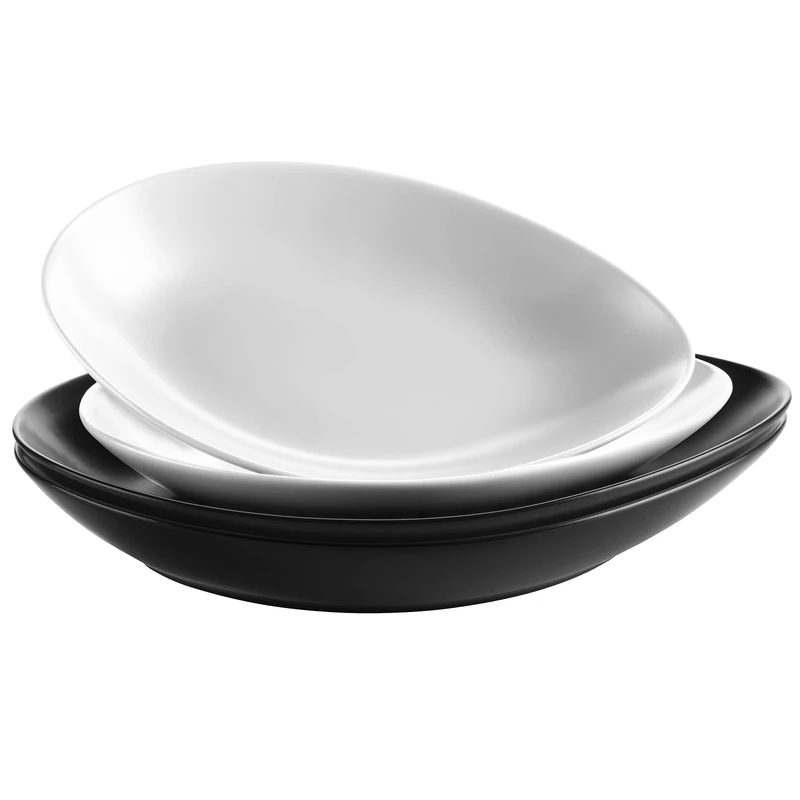 MÄSER Glendale Ceramic Plate Set, Black/White