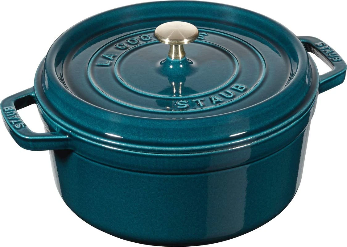 STAUB Cast Iron Roaster/Cocotte, Round, 22 cm, 2.6 L, La Mer