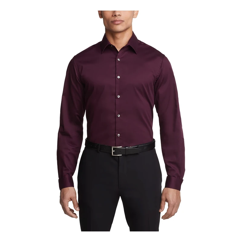 Van Heusen Men's Dress Shirt Slim Fit Flex Collar Stretch Solid, Hearth, 15.5" Neck 32"-33" Sleeve