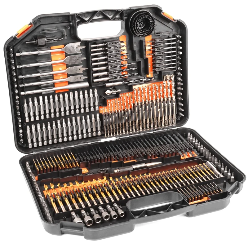 Terratek 246pc Combination Drill Bit Set, Includes HSS titanium twist bits, Masonry Bits, Wood Bits, Screwdriver Bits & More in storage case
