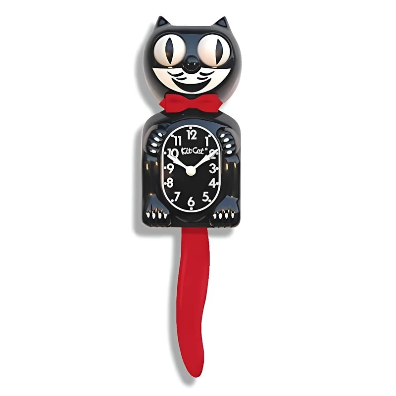 KIT CAT Klock Gentlemen (Crimson Royale) - Retro Cat Clock with Moving Eyes and Tail, Battery Operated, Made in USA