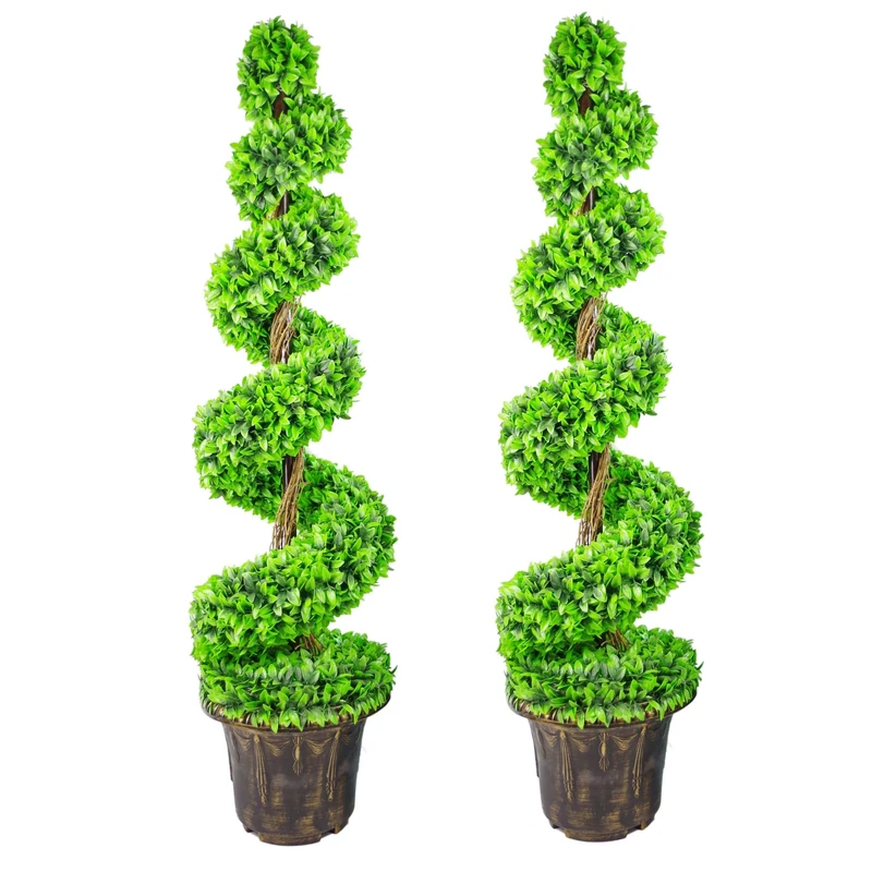 Large Leaf Artificial Spiral Tree with Decorative Planter