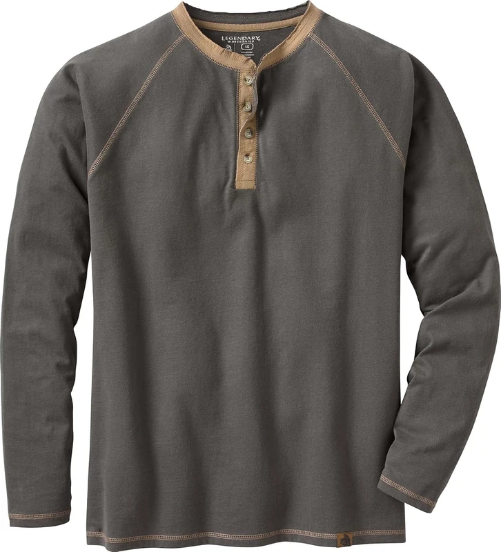 Legendary Whitetails Men's Standard Recluse Henley, Charcoal, Small