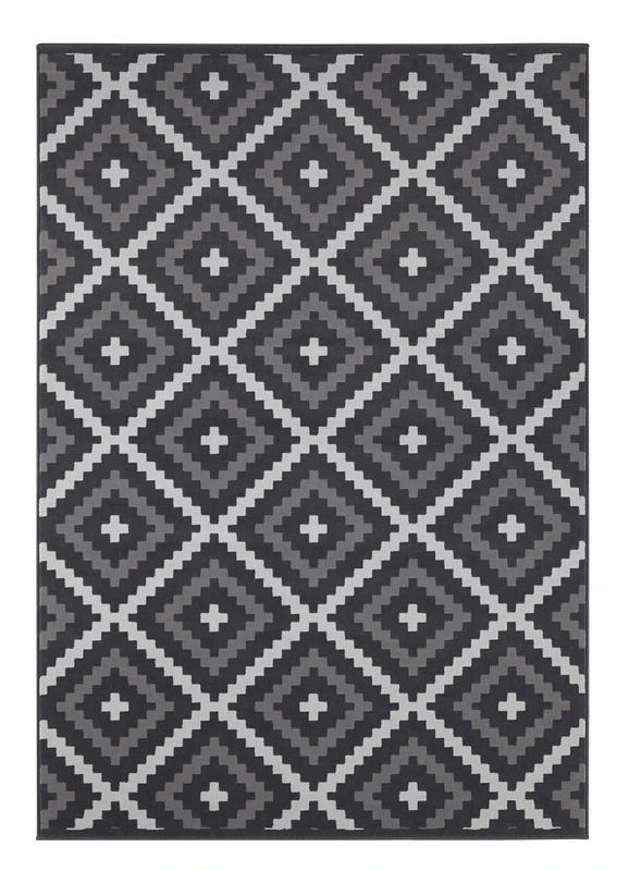 HANSE Home Rug Snug - Short Pile Rug Modern Diamond Design Rugs for Dining Room, Living Room, Children's Room, Hallway, Bedroom, Kitchen - Black Cream 160 x 230 cm