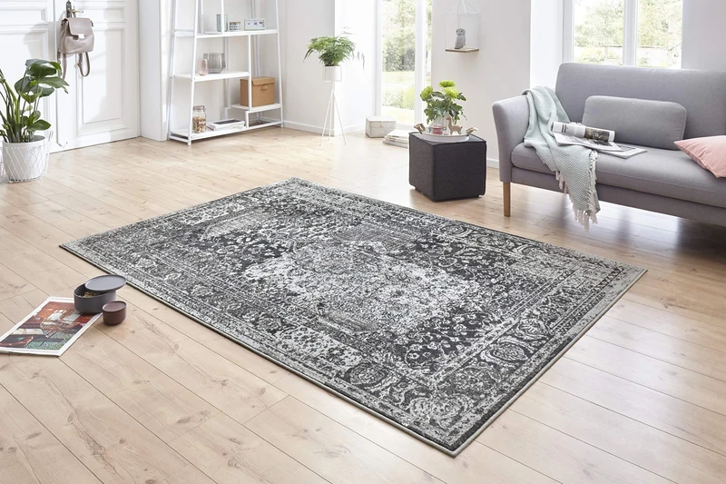 Hanse Home Plume Rug - Distressed Look Rug Short Pile Modern Vintage Design Rugs for Dining Room, Living Room, Children's Room, Hallway, Bedroom, Kitchen - Blue Grey 160 x 230 cm. / 63.2