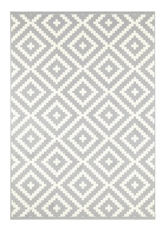 HANSE Home Native Rug Short Pile Modern Diamond Design Rugs for Dining Room, Living Room, Children's Room, Hallway, Bedroom, Kitchen - Grey Cream 160 x 230 cm