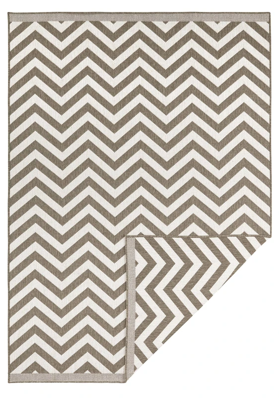 Bougari Palma Outdoor Rug Flat Weave Reversible Rug (80 x 250 cm, 100% Polypropylene, Durable and Easy to Clean, UV and Moisture Resistant, Suitable for Underfloor Heating), Brown Cream