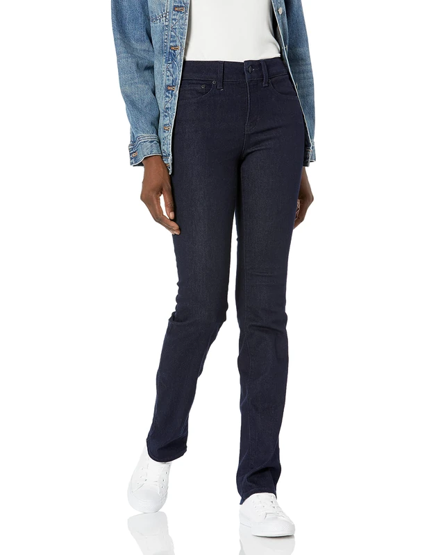 NYDJ Women's Marilyn Straight Leg Jeans, Black, 0